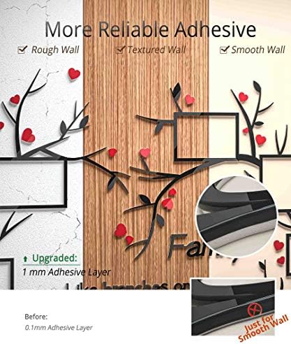 DecorSmart Love Family Tree Wall Decor Picture Frame Collage Removable 3D DIY Acrylic Wall Stickers for Living Room with Red Heart and Quote Family Like Branches on a Tree - Image 4