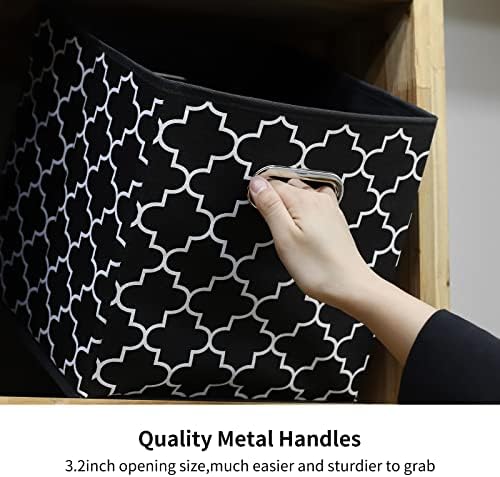 Fabric storage bins Cubes, Fabric Cube Organizer with Handle, Foldable Cube Bins for Cloth or Accessary Storage, 11x11x11 set of 6,Black Light - Image 5