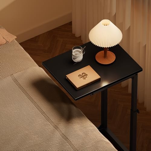 Vagusicc C-Shaped End Table for Couch, 33" Tall C Table Adjustable Height Side Table, Couch Side Tables with Metal Frame Slide Under Sofa, Sofa Table TV Tray for Living Room, Bedroom, Bedside, Black - Image 5