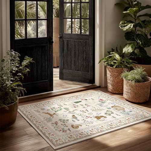 Machine Washable Throw Rugs for Entryway: Door Mat Indoor Entrance 2x3 Rug Small Area Rug Non-Slip Low Pile Kitchen Rugs for Entrance Front Door Indoor Entry Bedside Living Room by palohom