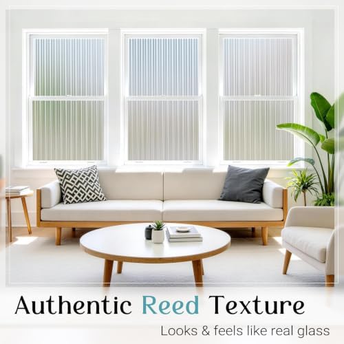 Haton Reeded Window Privacy Film, Frosted Glass Window Film, 35.4" x 78.7" - Image 2