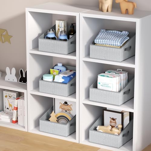 DIMJ Closet Storage Bins 10 Pack - Fabric Trapezoid Closet Organizer Bin, Foldable Storage Baskets for Shelves, Closet Shelf Organizer, Clothing Storage Box for Toys, Books, Towel, Clothes, Gray - Image 4