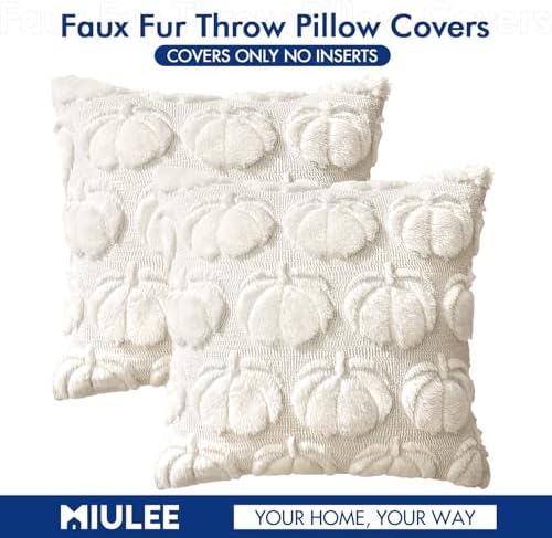 MIULEE Fall Pillow Covers Pumpkin Fall Decor 20x20 Beige - Image 6