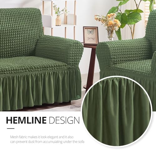 NICEEC Sofa Covers Green Couch Cover Stretch Sofa Slipcovers with Skirt - Image 4