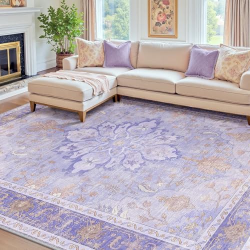 RELEANY Washable Area Rug, 8'x10', Purple by RELEANY