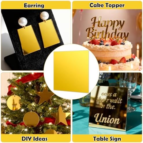 12 PCS 8x8 Inch Gold Acrylic Sheet 1/8 Thick Mirror Acrylic Sheet Gold Plastic Mirror Sheet 1/8 Mirror Squares for Wall for Crafts DIY, Home Decor - Image 7