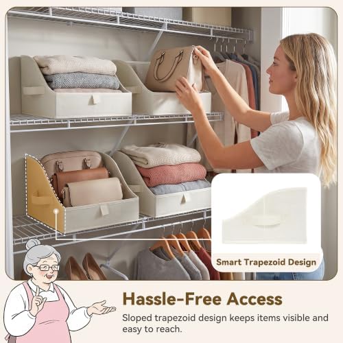 GRANNY SAYS Trapezoid Closet Storage Bins, Small, Pearl White, 3-Pack - Image 3