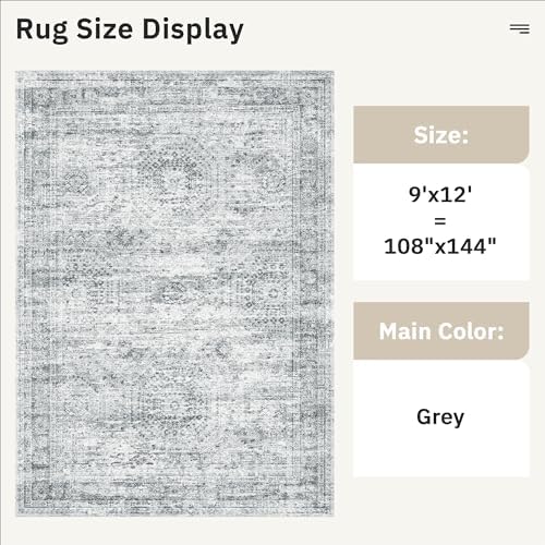 Soalmost 9x12 Area Rugs for Living Room Washable Rug Non-Slip Grey - Image 6