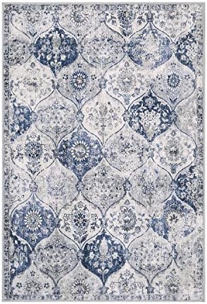 Lahome Moroccan Trellis Washable Rug, 2x3 Kitchen Rugs for Entryway Bathroom, Non-Slip Indoor Door Mat Ultra-Thin, Small Oriental Throw Carpet for Bedroom Entry Elise, White/Royal Blue - Image 5