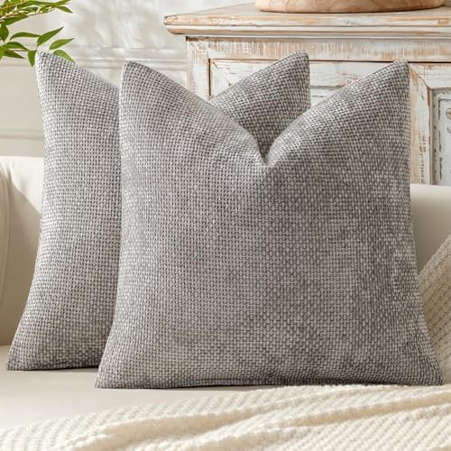 MIULEE Decorative Couch Throw Pillow Covers 18x18 Inch Light Gray 2 Pack by MIULEE