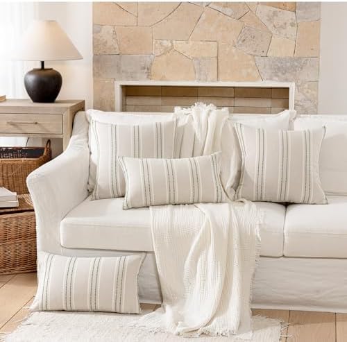 Hckot Striped Throw Pillow Covers 12x20 Set of 2 Grass Green Pillow Covers - Image 5