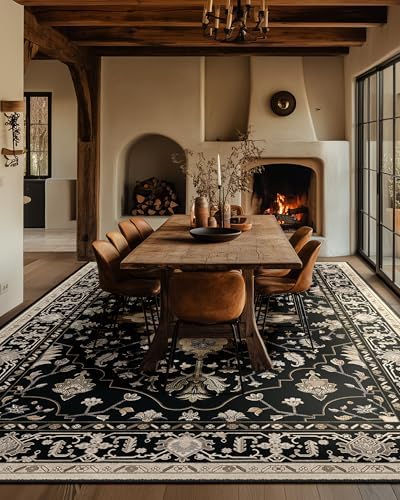 RELEANY Washable Area Rug, 6'x9', Black/Neutral - Image 4