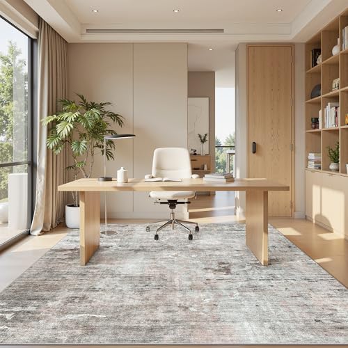 Soalmost Abstract Rug 5x7 Washable Area Rugs for Living Room, Pink/Grey - Image 3