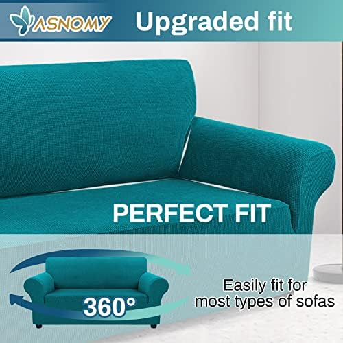 Asnomy Stretch Couch Covers Washable,loveseat Cover Slipcovers,Peacock Blue - Image 5