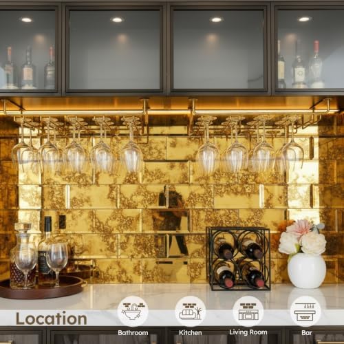 Diflart Peel and Stick Mirror Subway Tiles, Gold Antique, 3x6 Inch, 5 Sq.ft - Image 2