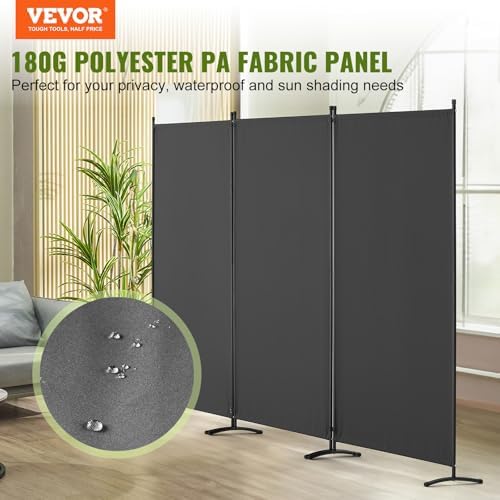 VEVOR Room Divider, 3 Panel Room Dividers and Folding Privacy Screens, Fabric Partition Room Dividers for Office, Bedroom, Dining Room, Study, Freestanding, Grey - Image 2