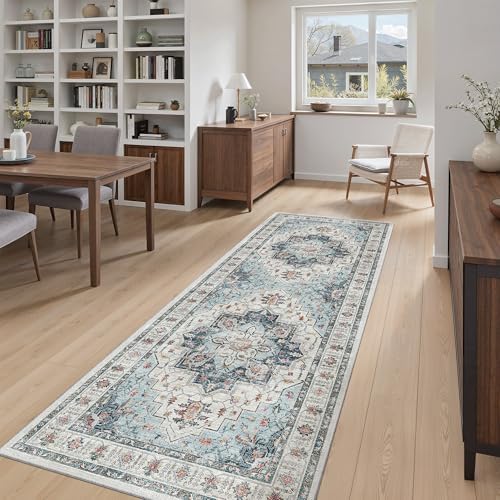 Madane Hallway Runner 3x8, Kitchen Rugs Washable Entry Rug, Blue - Image 2
