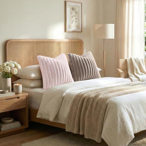Pallene Faux Fur Decorative Throw Pillow Covers 18x18 Set of 2, Ombre Pink - Image 5