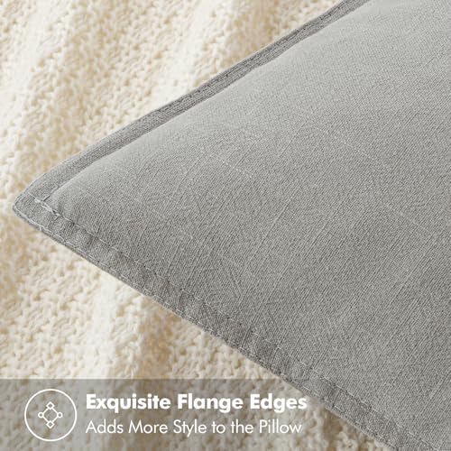 MIULEE Decorative Linen Pillow Covers 20x20 Inch Light Gray - Image 2