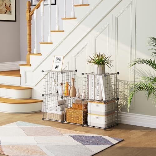 C&AHOME Wire Cube Storage, 6 - Cube Organizer Metal C Grids, Silver Gray - Image 6