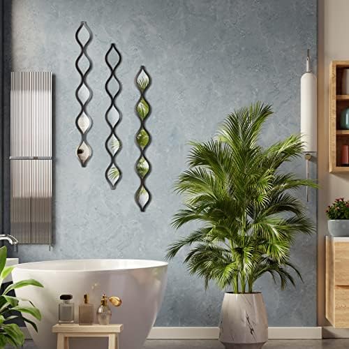 Yulejo 3 Pcs Acrylic Teardrop Mirror Decor Narrow Wall Decor Boho Vintage Wall Art for Apartment Home Living Room Bathroom Bedroom Hallway (Black Edge) - Image 4