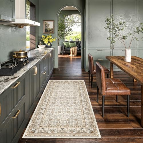 3x6 Washable Hallway Runner Rug, Vintage Non-Slip Low Pile Rugs - Image 3