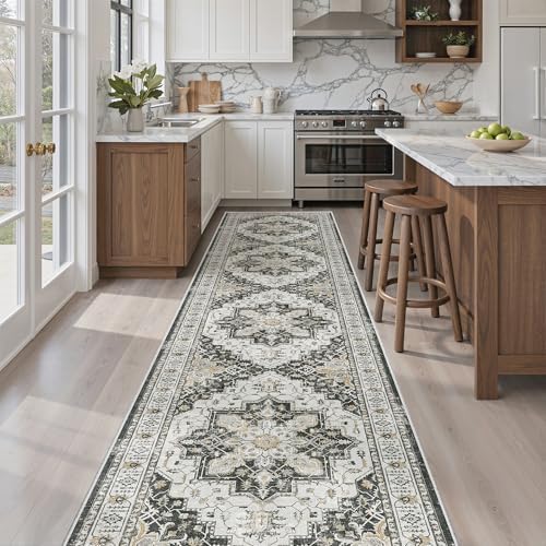 Madane Hallway Runner Rug 2'6''x12' Kitchen Runners Vintage, Black by Madane