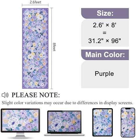 DUKINO 2.6x8 Runner Rug, Washable Runner Rug for Hallway Non Slip, Purple - Image 2