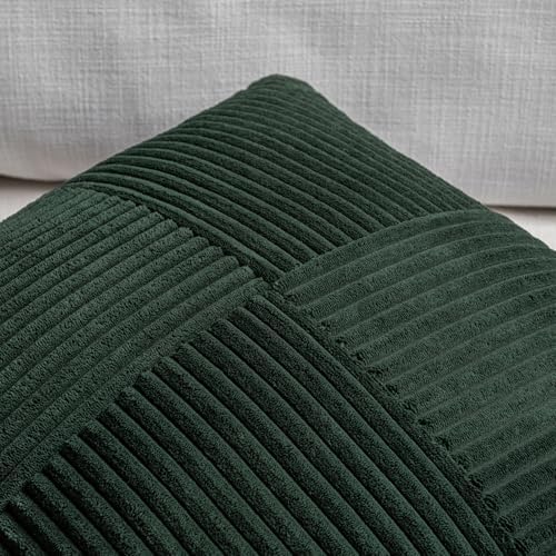 Fancy Homi 2 Packs Dark Green Lumbar Decorative Throw Pillow Covers 16x26 Inch for Living Room Couch Bed, Rustic Farmhouse Boho Home Decor, Soft Striped Corduroy Rectangle Accent Cushion Case 65x40 cm - Image 3