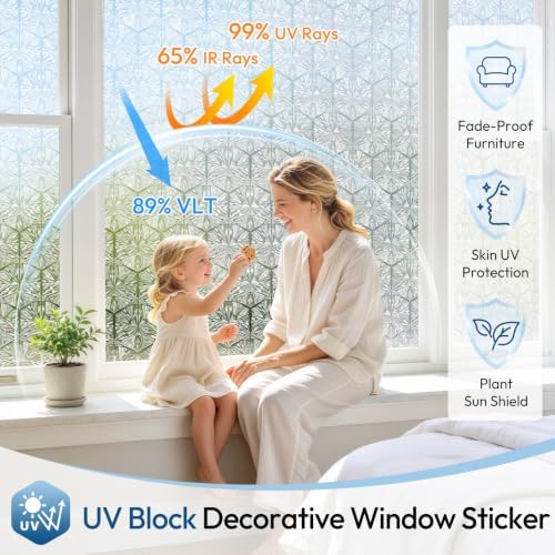 rabbitgoo Window Privacy Film, Diamond Pattern, 35.4" x 157.4" - Image 3
