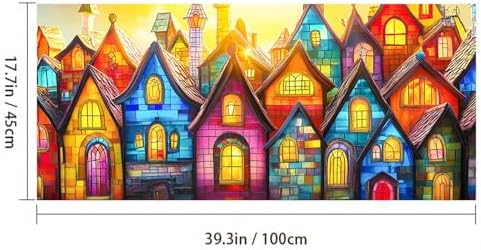 HOMETITUTE Colorful Village Houses Window Cling 39.3x17.7 Inch PVC - Image 3