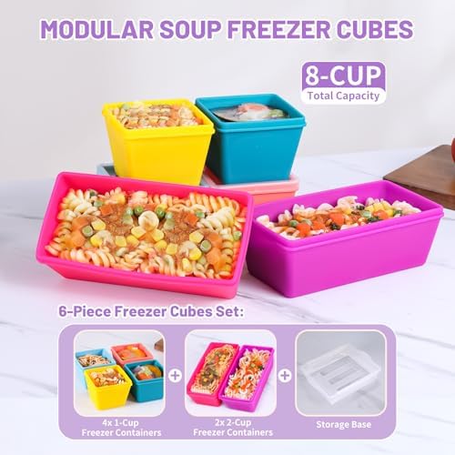 Gemice Silicone Freezer Molds with Lids, 6-Pack 1-Cup & 2-Cup - Image 2