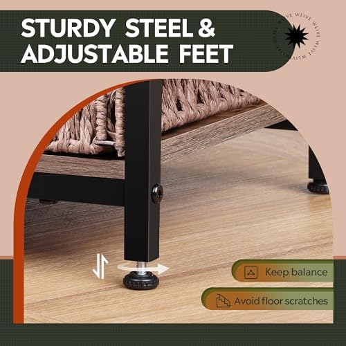 WLIVE Side Table with Charging Station and USB Ports, Small End Tables for Small Spaces, 3-Tier Nightstand with Adjustable Shelf, Bedside Tables, Living Room, Bedroom, Brown - Image 5