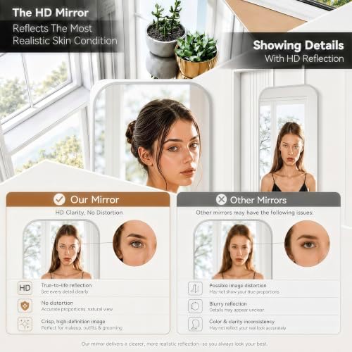 57x20" Full Length Mirror Floor Stand,Over the Door,Wall Mounted Silver - Image 5