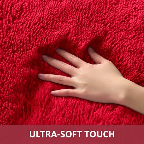 Ophanie Red Rugs for Bedroom Living Room, Fluffy Fuzzy Furry Carpet, Plush Soft Shaggy Bedside Indoor Floor 4x6 Area Rug for Kids Girls Boys Baby Teen Dorm Nursery Decor with Over 99 pcs Pile fibers - Image 2