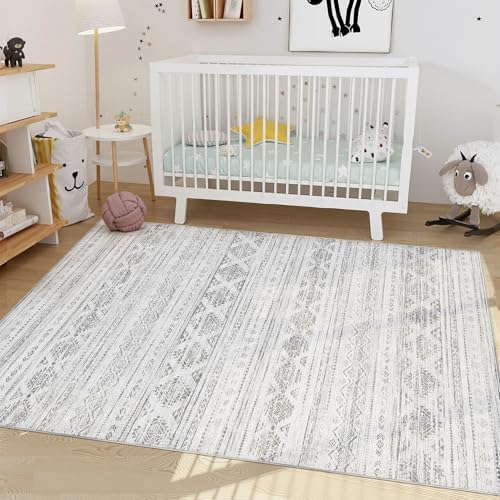 Nakagishi Boho 4x6 Area Rug Living Room Rugs Machine Washable Dark Gray - Image 5