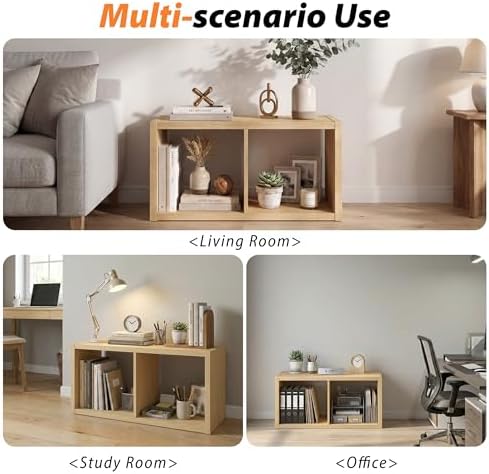 WannabeMyself【2026 Wooden Thick Frame】 2 Cube Storage Organizer with Anti-Tipping Kits, Reversible Open Back Book Shelf,Bookcase for Living Room,Bedroom,Entrance Hall,Office,11.6×24.7×13.1,Oak Color - Image 6