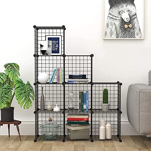 C&AHOME Wire Cube Storage - 9-Cube Organizer, Metal Grids, Bookshelf, Black - Image 6