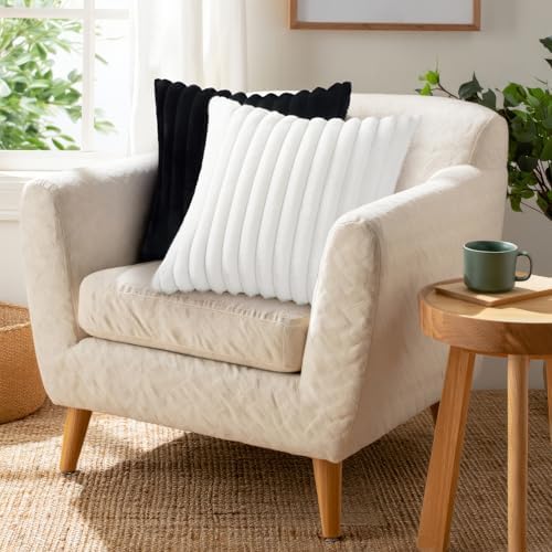 Pallene Faux Fur Decorative Throw Pillow Covers 22x22 Set of 2, Black - Image 5
