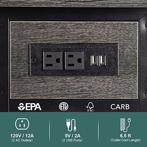 Yoobure End Table with Charging Station, Flip Top Side Table with USB Ports and Outlets, Sofa Couch Table Bedside Table for Living Room Bedroom, Narrow Nightstand with Storage Shelves for Small Space - Image 6