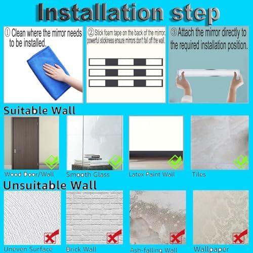 12 Pcs Peel and Stick Beveled Mirror Glass Tile.12x1.2 Inch Mirror Backsplash Tiles. Cute Mirror Strip Tile for Kitchen, Bathroom Wall. 12 Pcs - Image 6