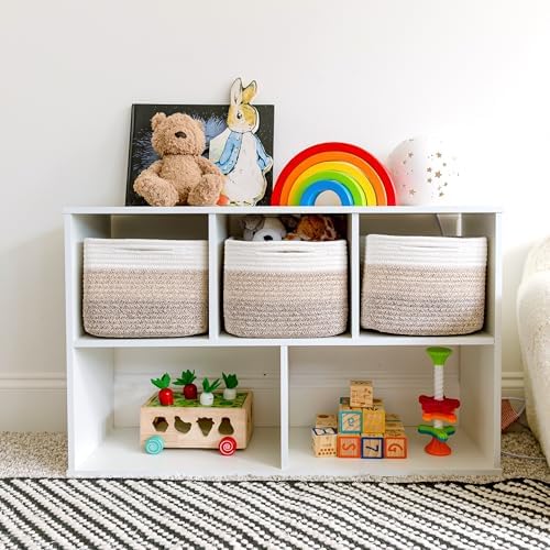 NaturalCozy Storage Cubes 9”x9”x7”Cotton Rope Woven Baskets for Organizing 3-Pack | 9 Inch Cube Storage Bin | Small Basket for Shelf Nursery, Pantry, Decorative Plant, Bathroom Closet, Toy Gift - Image 3