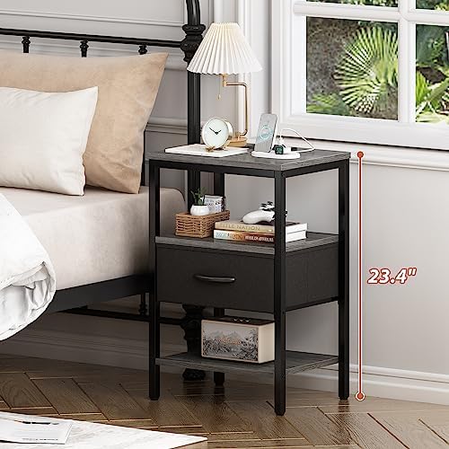 SUPERJARE Nightstand Set of 2 with Charging Station, USB-C Port, End Tables - Image 2