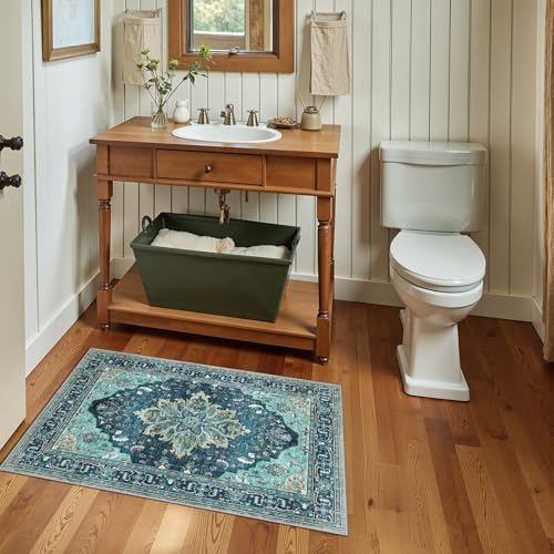 RELEANY Washable Area Rug, Small 2'x3', Teal - Image 2