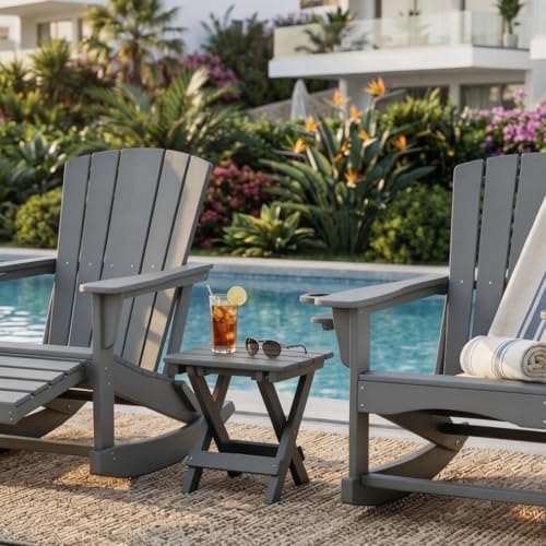 Folding Outdoor Side Table,Small HDPE Patio Table,All-Weather Compact Portable End Table for Patio,Porch,Pool,Grey,11.8" D x 15.7" W x 15.7" H - Image 6