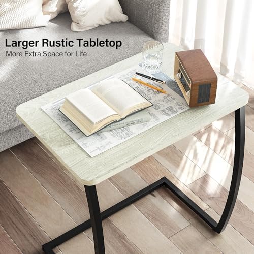 SRIWATANA Light Grey C Shaped Side Table, End Table for Sofa Couch Bedside - Image 6