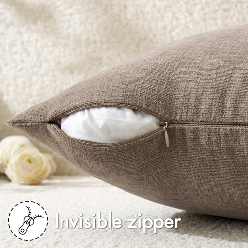 MIULEE Brown Chenille Couch Throw Pillow Covers, 20x20 - Image 3