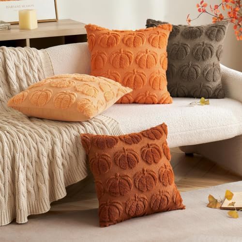 MIULEE Fall Pillow Covers Pumpkin Fall Decor 18x18 Coco Brown - Image 3
