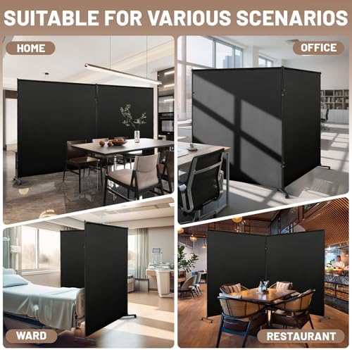 2 Panels Room Divider/Privacy Screen 6FT*6FT with Caster Wheels & Brakes - Image 7