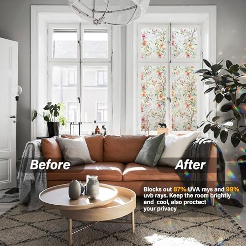 Ranzdn Window Privacy Film, Stained Glass Static Cling, 45.2" x 157.4" - Image 2